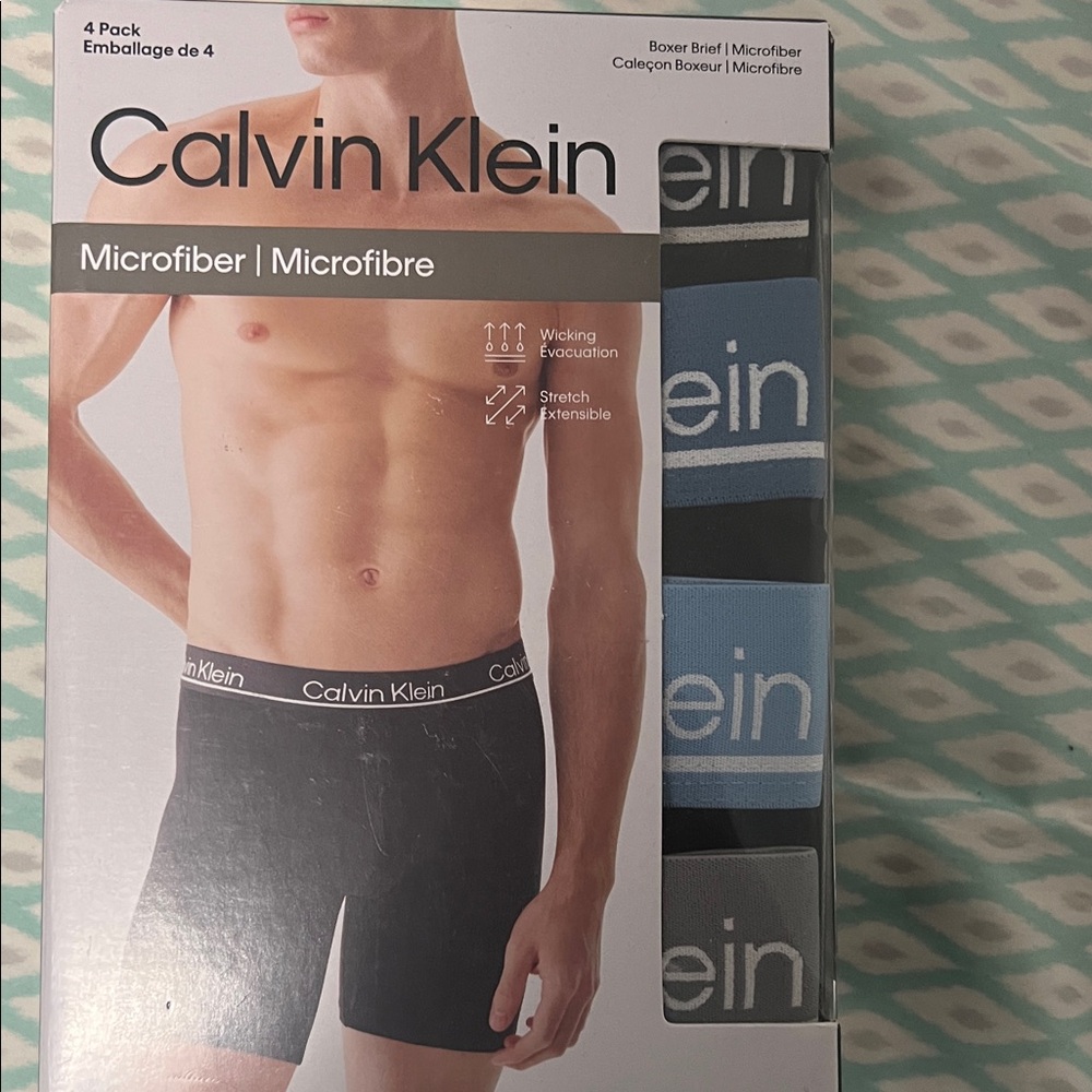 Calvin Klein Microfiber Boxer Briefs - Black and Light Blue